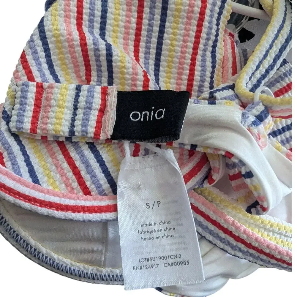 Onia Wired Bikini Top Rainbow Seersucker Striped Size Small